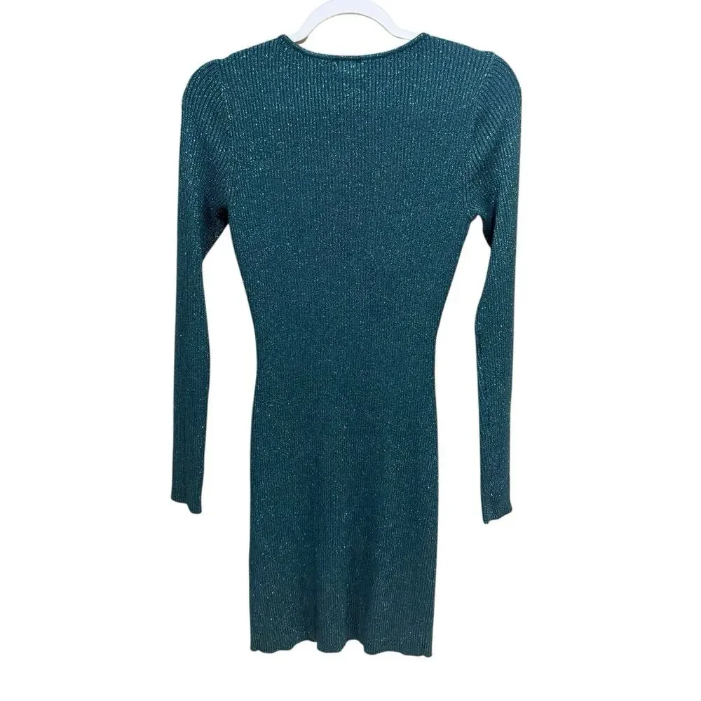 NWT Abercrombie & Fitch Teal Sparkle Knot Front Mini Dress Size Medium NEW $90